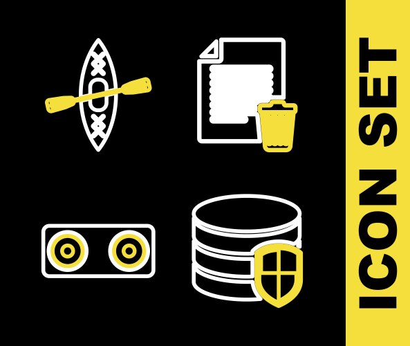 Set line delete file document database protection vector image