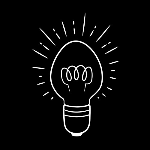 Cute elongated glowing glass light bulb on black Vector Image