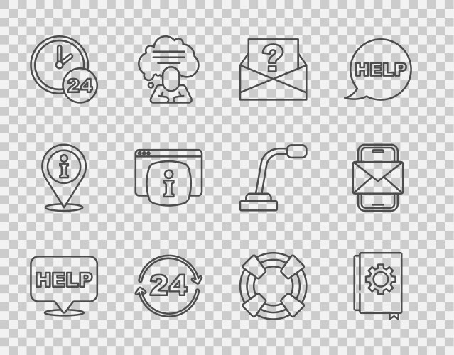 Set line speech bubble with text help user manual vector image