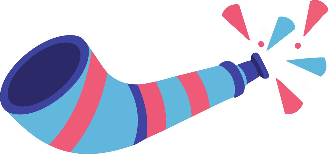 Colorful Party Horn with Confetti Vector Image