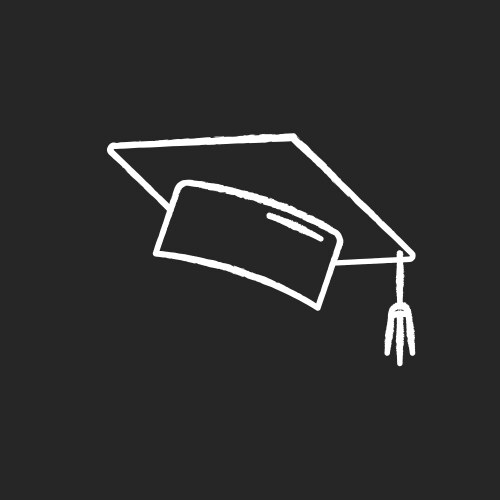 Graduation cap chalk white icon on black Vector Image