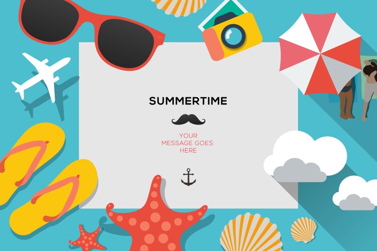 summertime traveling template with beach summer vector