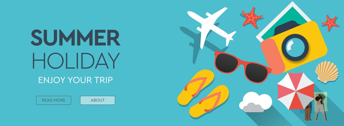 Summer holiday traveling template with beach vector image