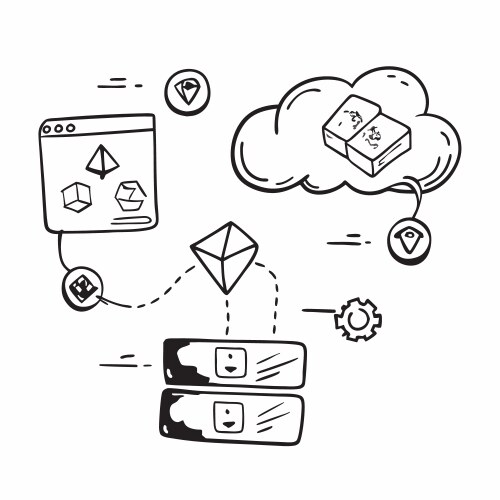 Cloud computing with blockchain integration vector image