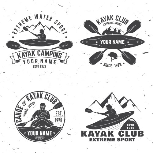 Kayak Club Emblem Set Vector Image