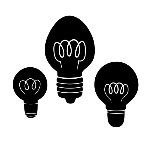 Set three glass black light bulbs Vector Image