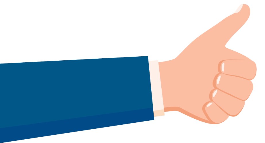 Thumbs up hand Royalty Free Vector Image - VectorStock