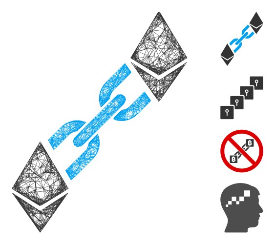 Ethereum blockchain web mesh vector image