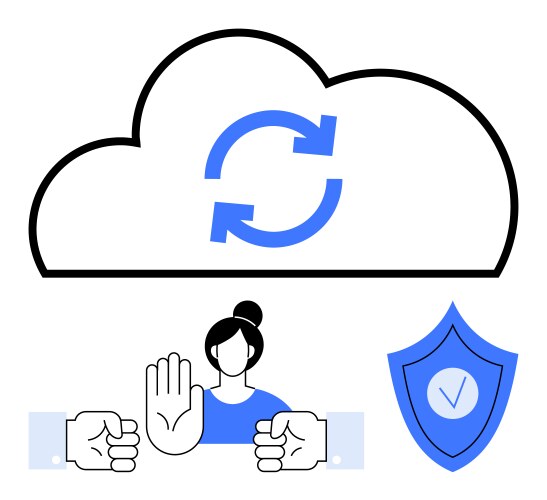 Cloud backup with secure data protection and user vector image