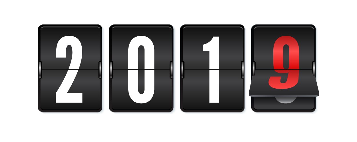 Flip countdown timer with changing numbers of year vector image