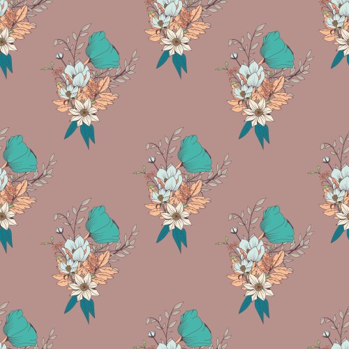 Seamless pattern design with hand drawn flowers Vector Image
