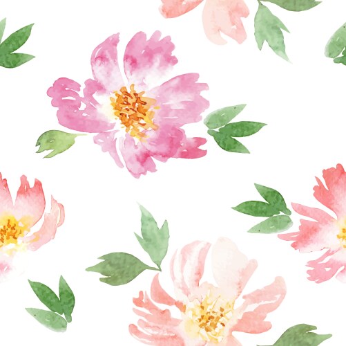 Watercolor seamless pattern pink flowers Vector Image