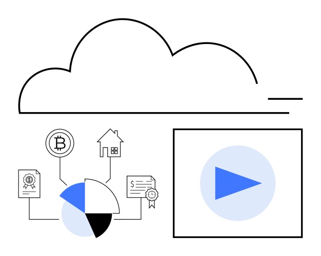Cloud storage visualized with bitcoin property vector image