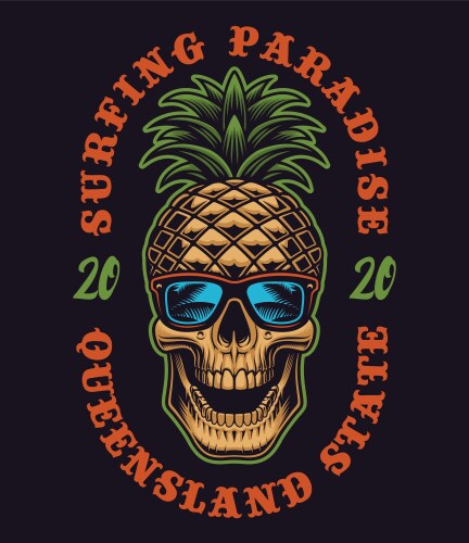 Surfing Skull Paradise Vector Image
