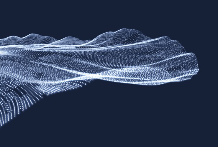 Array with dynamic particles 3d technology style vector image