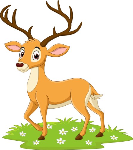 Cartoon deer in grass Vector Image
