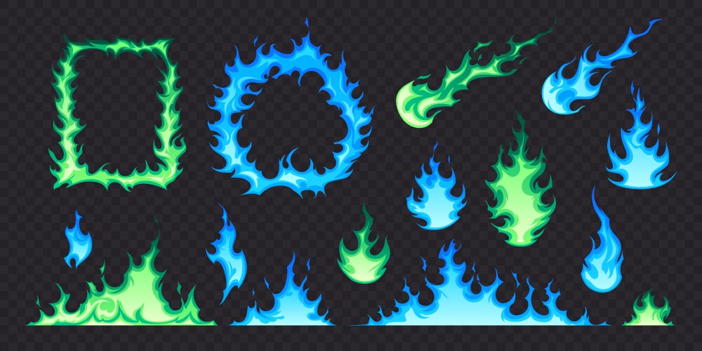 Fire glowing flames icons set Royalty Free Vector Image
