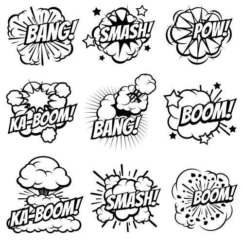 Cartooned comic book explosion clouds Royalty Free Vector