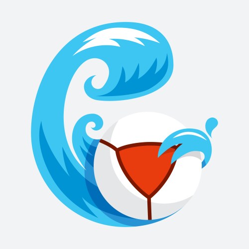 teq ball fly water wave icon vector