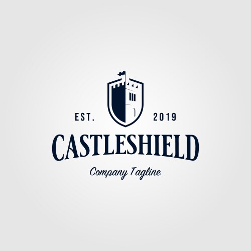 Vintage Castle Shield Logo - Retro Icon Vector Image