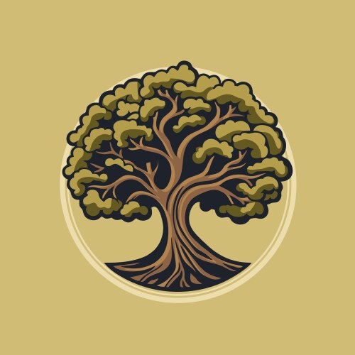 oak tree logo template icon vector image vector image