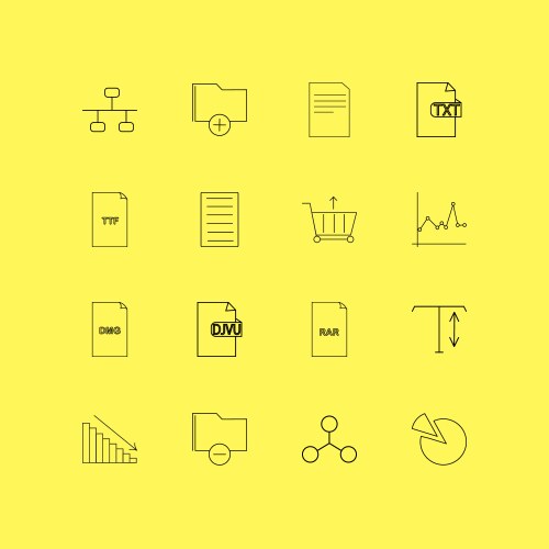 Files and folders linear icon set simple outline vector image