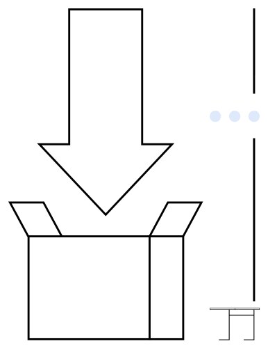 Large arrow pointing into an open box with dots vector image