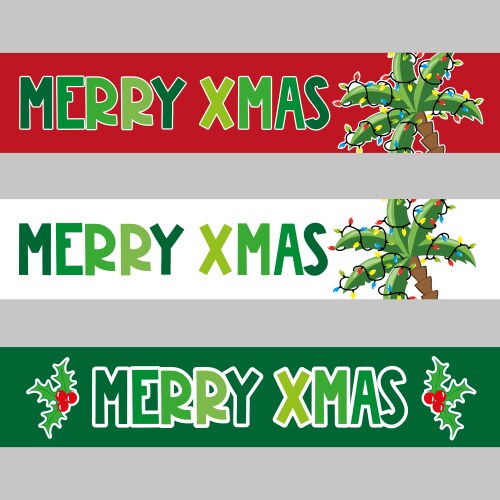 Merry xmas - christmas banners set with palm tree vector image