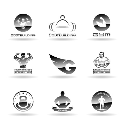 Bodybuilding label set Royalty Free Vector Image