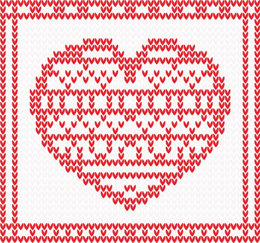 Heart knitted pattern Royalty Free Vector Image