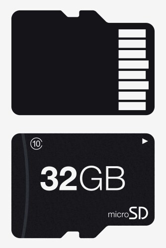 Micro SD Memory Card - Top View Vector Image