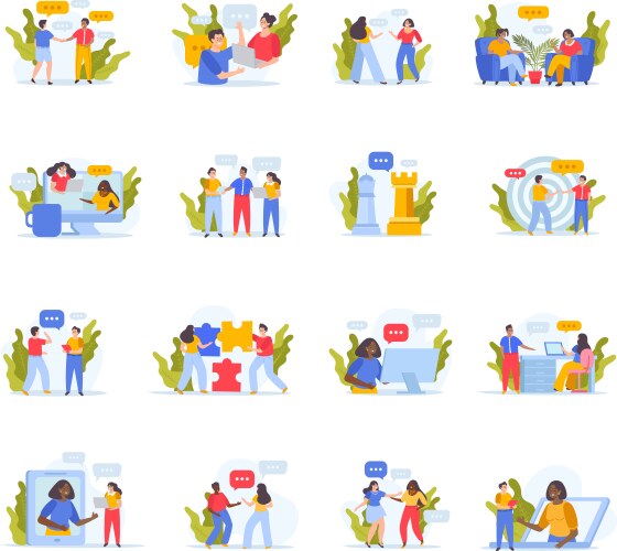 Negotiation Icon Set - 36 Flat Icons – Royalty-Free Vector | VectorStock