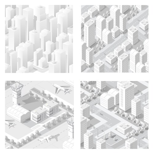 Isometric set of blocks module areas vector image