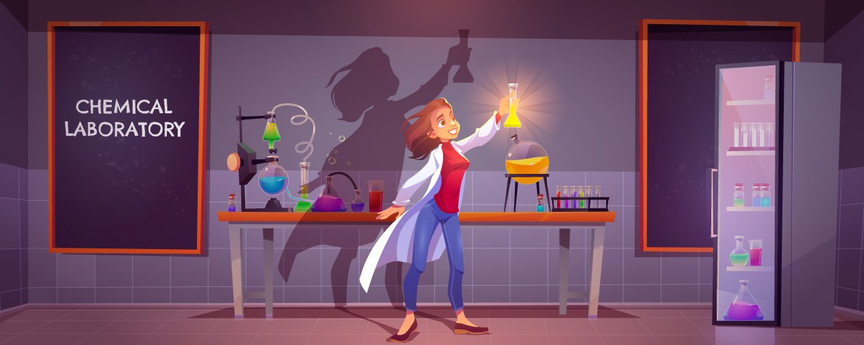 Scientist with Flask in Lab vector image