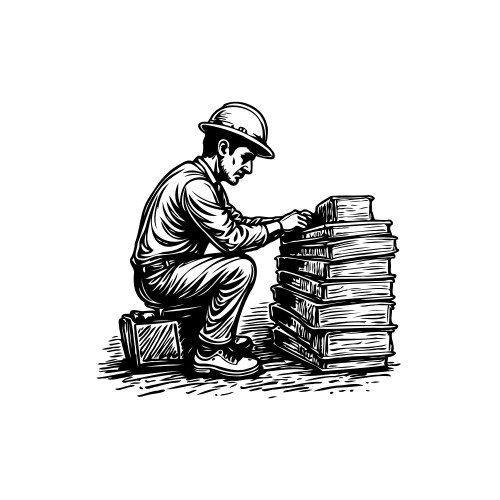 Focused construction worker with helmet checking Vector Image