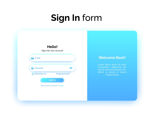 Sign in form web design ui ux login interface vector image