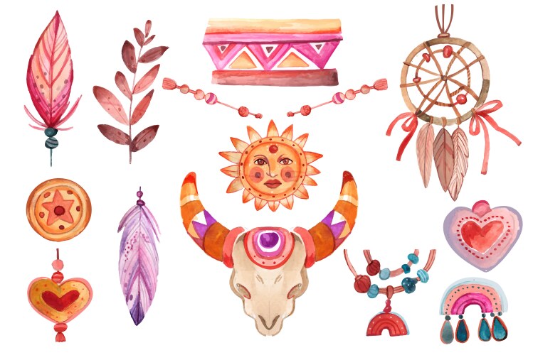 Watercolor boho background Royalty Free Vector Image