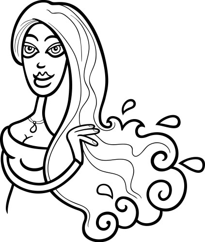 woman aquarius sign for coloring vector image