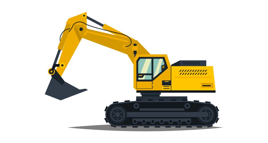 Yellow excavator isolated on white background vector image