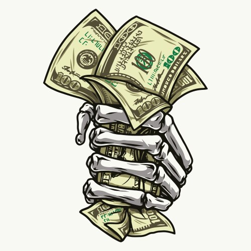 Skeleton Hand Holding Money Vector Image