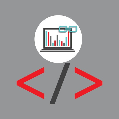 Laptop coding graphs link web vector image
