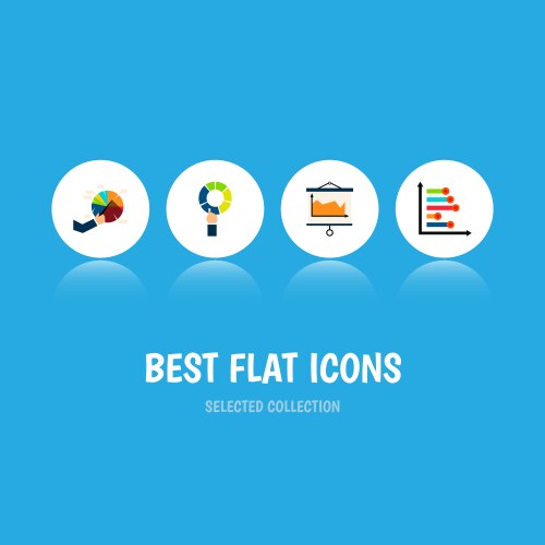 Icon flat graph set of pie bar segment canvas vector image