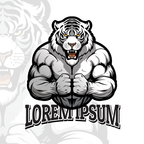 White tiger logo design muscle Vector Image