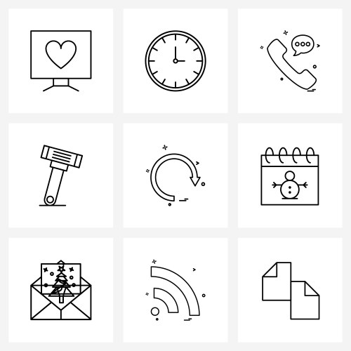 Ui set 9 basic line icons refresh arrow vector image