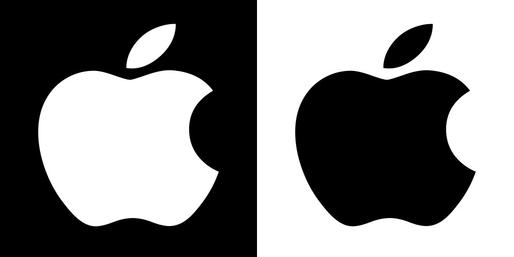 apple company logo black and white set vector image