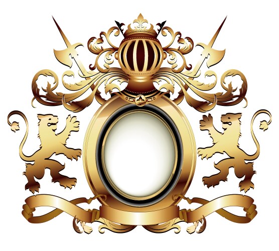 Heraldic shield with a crown and royal mantle – Royalty-Free Vector ...