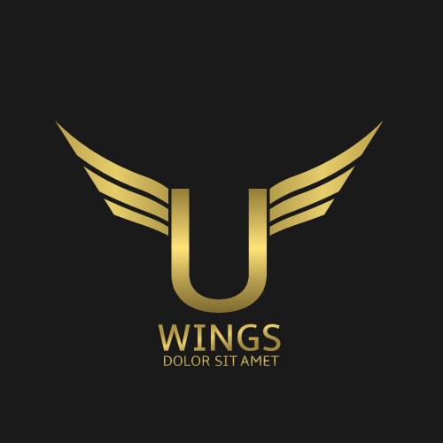 Golden wings logo Royalty Free Vector Image - VectorStock