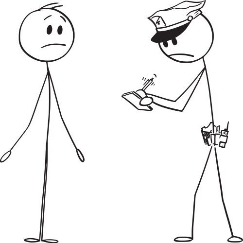 cartoon cop or policeman writing notices vector