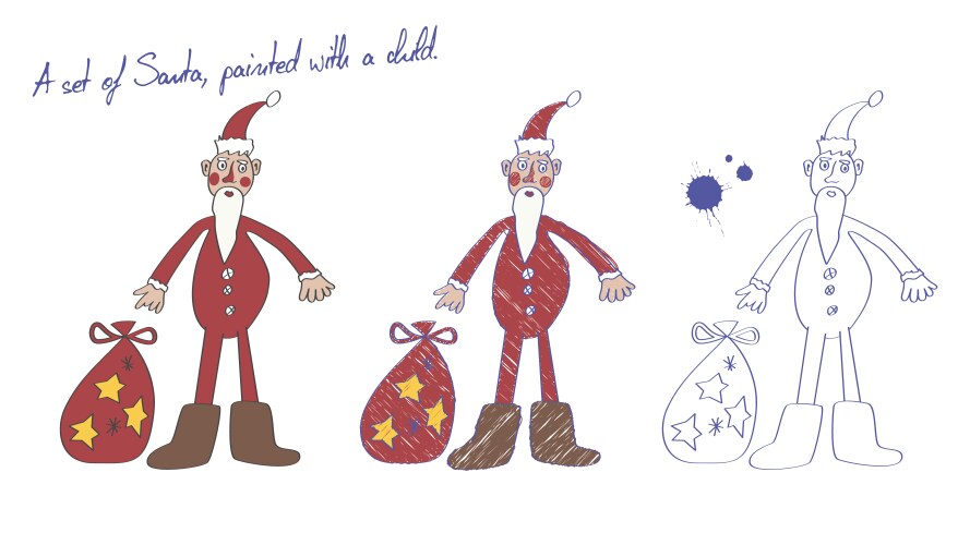 Child's Funny Santa Drawing Vector Image