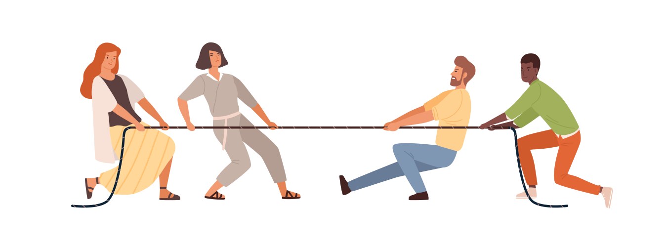 Tug war men vs women flat vector image